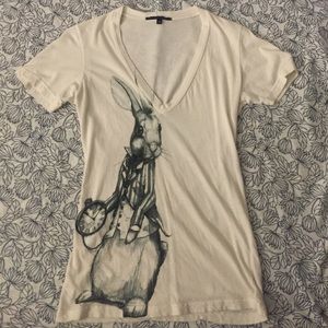 UO truly madly deeply white rabbit women's tee