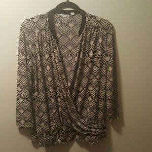New York & Company black tan wrap top L