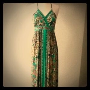 INC Kelly green print Maxi Dress