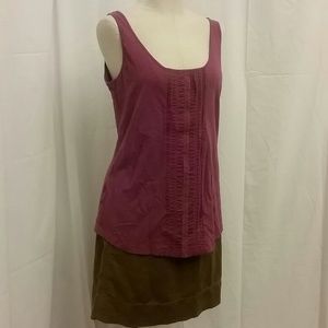 Eddie Bauer Tank Top Blouse Maroon Crepe Front L