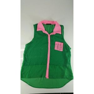 Green Pink Sheer Blouse