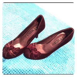 Brown suede shoes 3.5 inch heels from Korea nvw