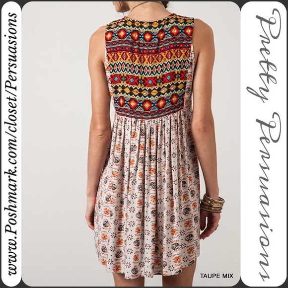 SOLD OUT‼️Tribal Print Festival Peasant Tank Dress - Picture 3 of 3