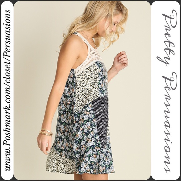 LAST 1 🌻NWT Floral Patchwork & Crochet Dress - Picture 2 of 3