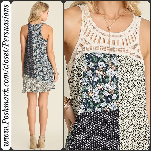 LAST 1 🌻NWT Floral Patchwork & Crochet Dress - Picture 3 of 3