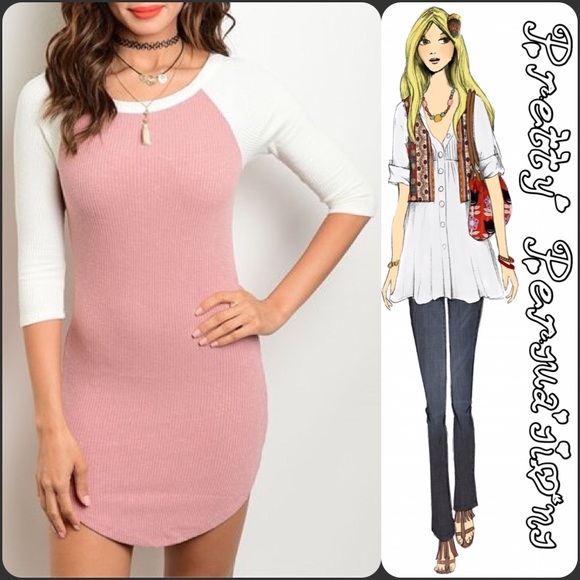 Pretty Persuasions Tops - SOLD OUT🌻Pink Ribbed Raglan Tunic