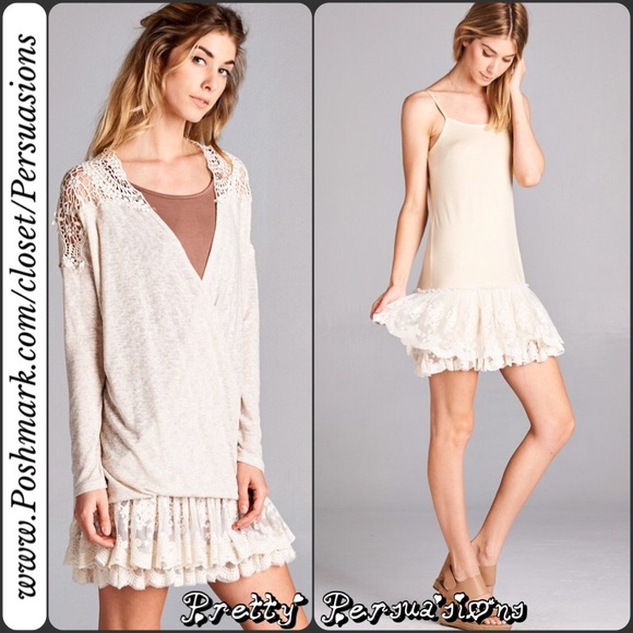 NWT Crochet Shoulder V-Neck Wrap Tunic Top - Picture 3 of 4