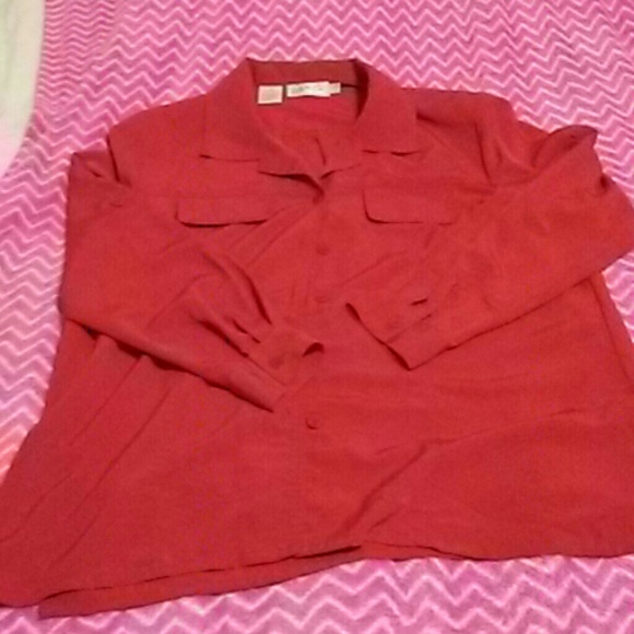 Ladies red button down top