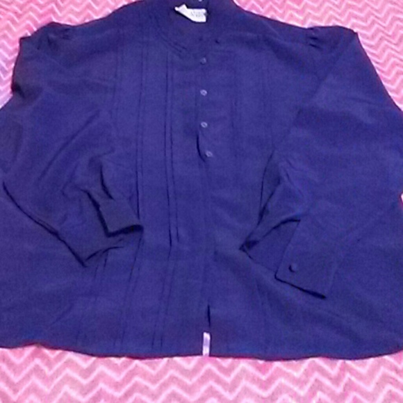 Ladies blue button down top