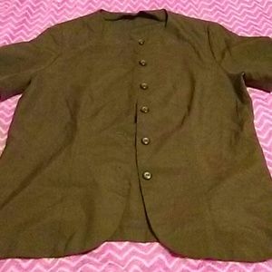 90's Ladies olive green button down top