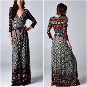 Tua shifting seasons "Boho Girl" Wrap Maxi Dress L