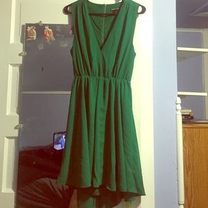 Emerald green back cut out dress