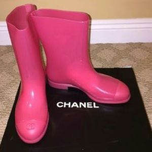 Chanel Pink Rain Boots