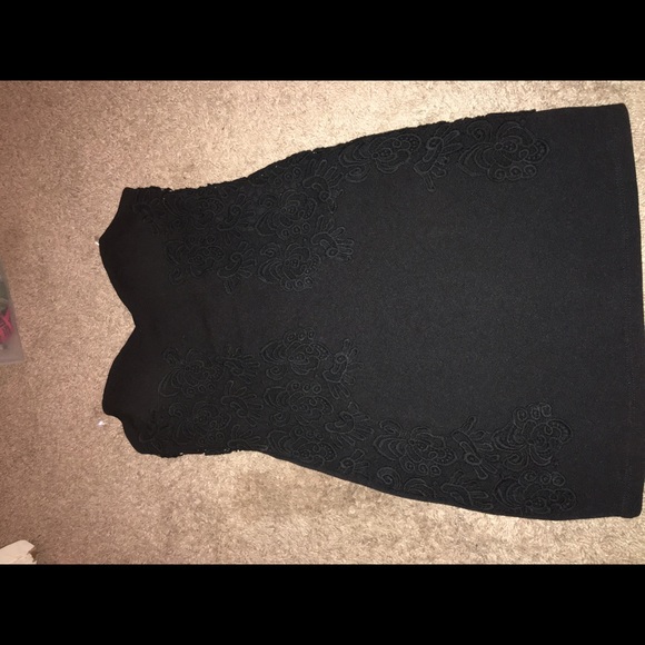 Black mini dress with embroidery on front