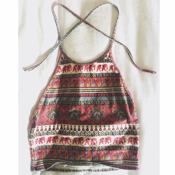 UO Elephant Print Halter Crop Top