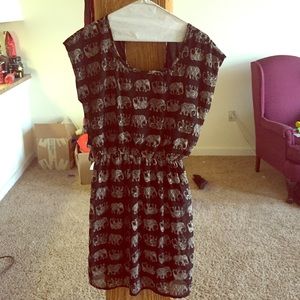 Elephant print dress with elastic waist