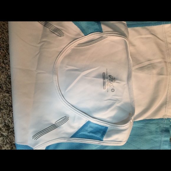 Asics womens singlet white w/blue reflective - Picture 2 of 4