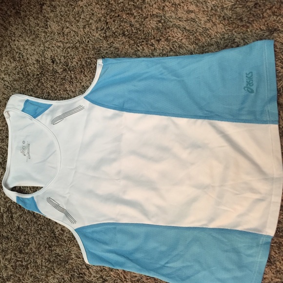 Asics womens singlet white w/blue reflective - Picture 4 of 4