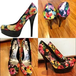 👠BRASH👠 Floral Komet Floral Platform Pumps