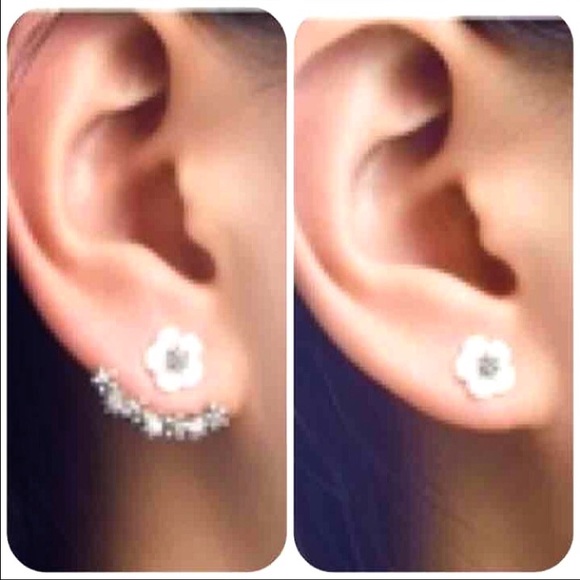 Two Part Small Flower Drop Earrings