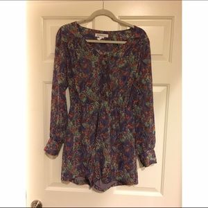 BCBG Generation long sleeve purple floral romper