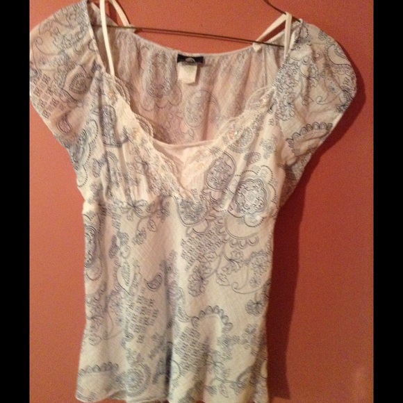 Anxiety Tops - Anxiety white and blue top size X large