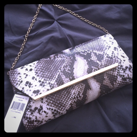 New BCBG Max Azria Python Chain Clutch