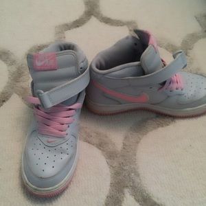 grey and pink air force ones