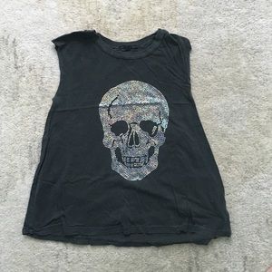 Grey muscle tank with Skelton