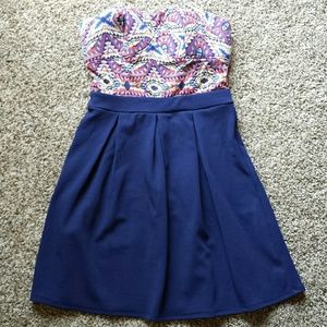 Aztec print strapless dress