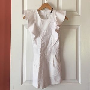 White ruffle shoulder romper