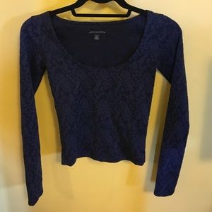 Long Sleeve Navy Crop Top