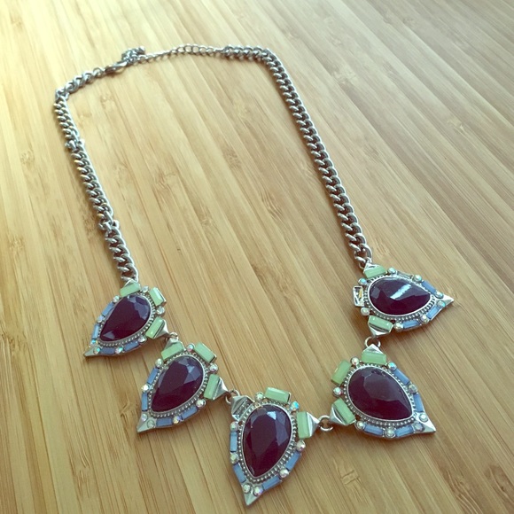 SOLD Blue and Green Statement Necklace