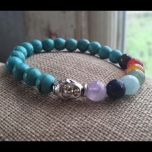 Chakra Beaded Buddha Charm Bracelet.