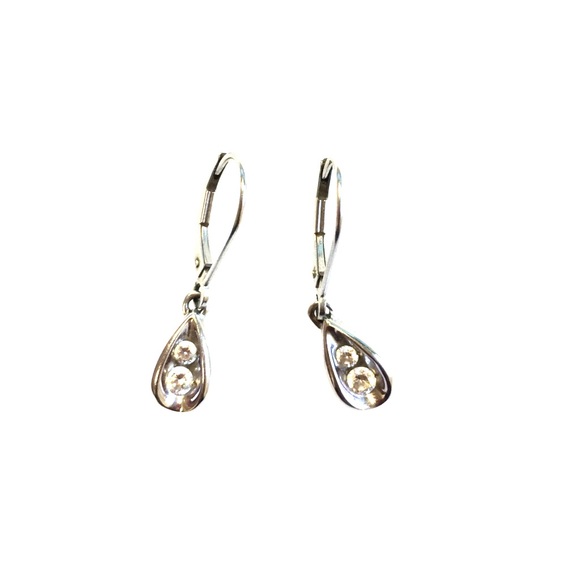 Diamond Teardrop Earrings in 14k White Gold