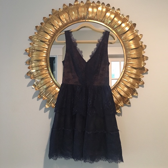 BCBGMAXAZRIA NAVY BLUE LACE DRESS - Picture 2 of 2