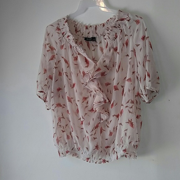 A.n.a 2X sheer ruffled blouse