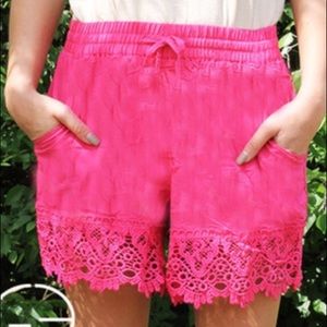 Pink Shorts with lace trim