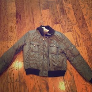Hazel Brand Retro Army Green & Brown Puffer jacket