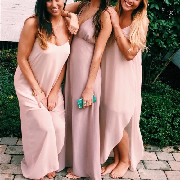 Boohoo tilly asymmetric maxi- BLUSH