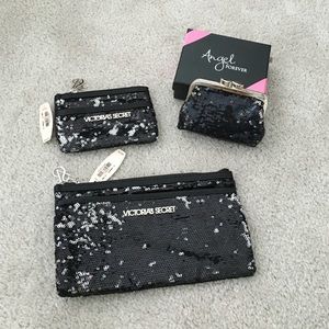 VS clutch, wallet, coin purse black and silver set