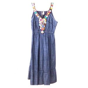 Chambray Beaded Dress