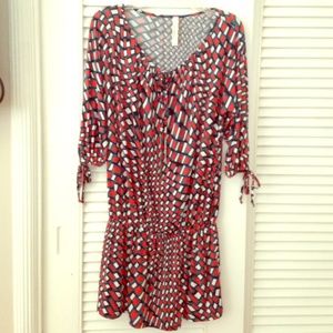 Geometric Print Blouson Tunic dress