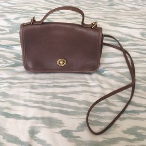 Vintage Coach Crossbody Leather Purse, Chocolate