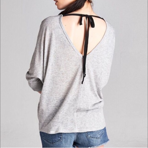 Heather Gray Tie Back Top