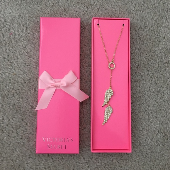 Gold Rhinestone Angel Wings Necklace