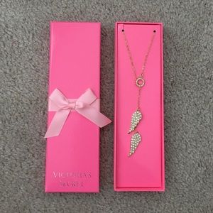 Gold Rhinestone Angel Wings Necklace