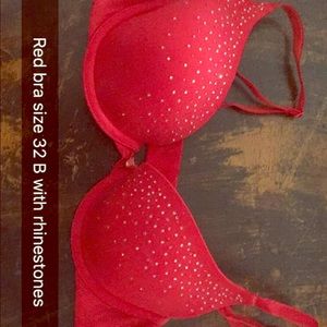 32B bra in great condition. Red with rhinestones.