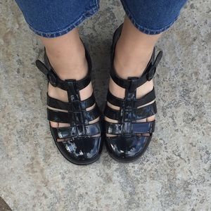 Black Jelly Heeled Sandals