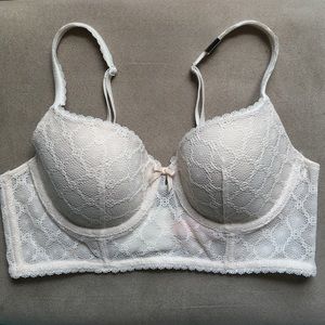 Cream Lace Longline Bra